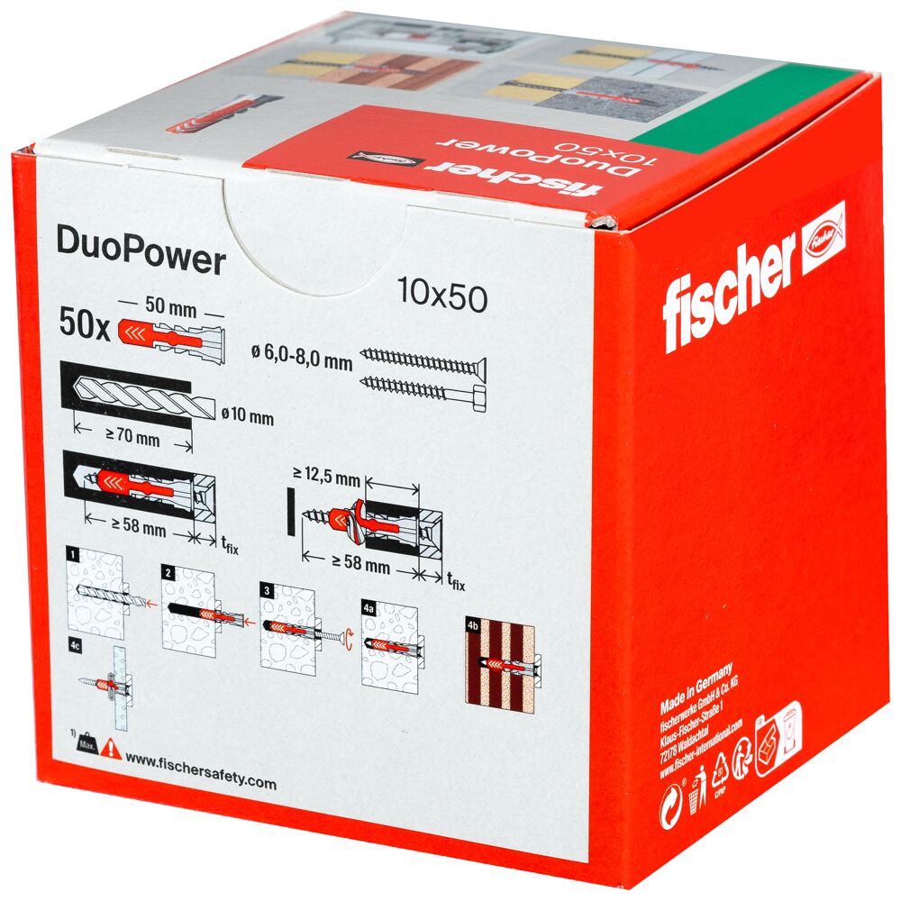 Дюбель 10х50 універсальний DUOPOWER нейлон Fischer