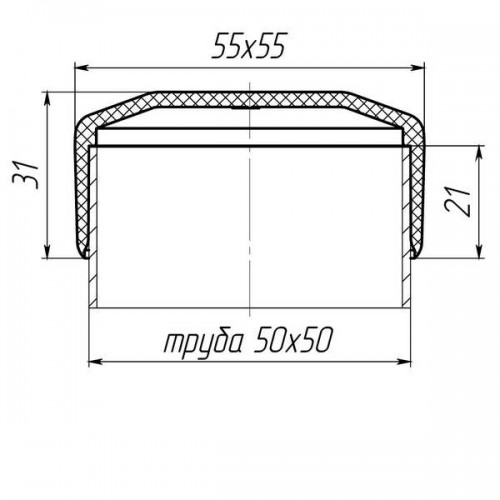 Заглушка 50х50мм зовнішня квадратна для труби чорна Steelfix