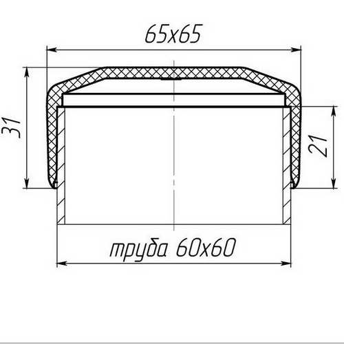 Заглушка 60х60мм зовнішня квадратна для труби сіра Steelfix