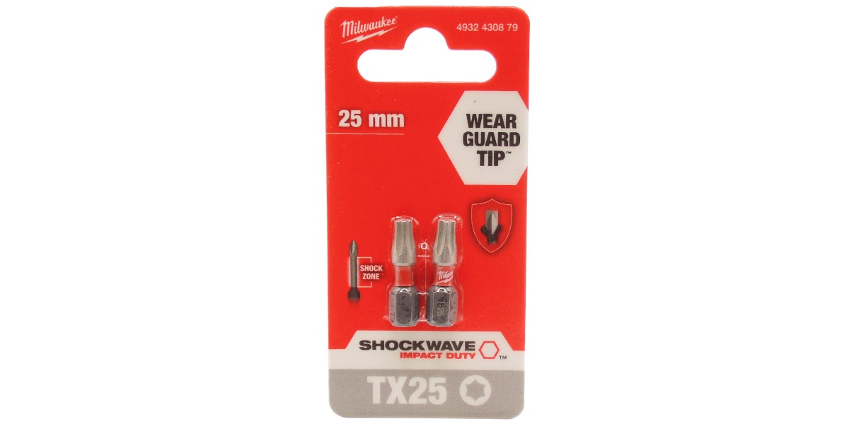 Біта TX25х25мм IMPACT SHOCKWAVE MILWAUKEE 2шт.